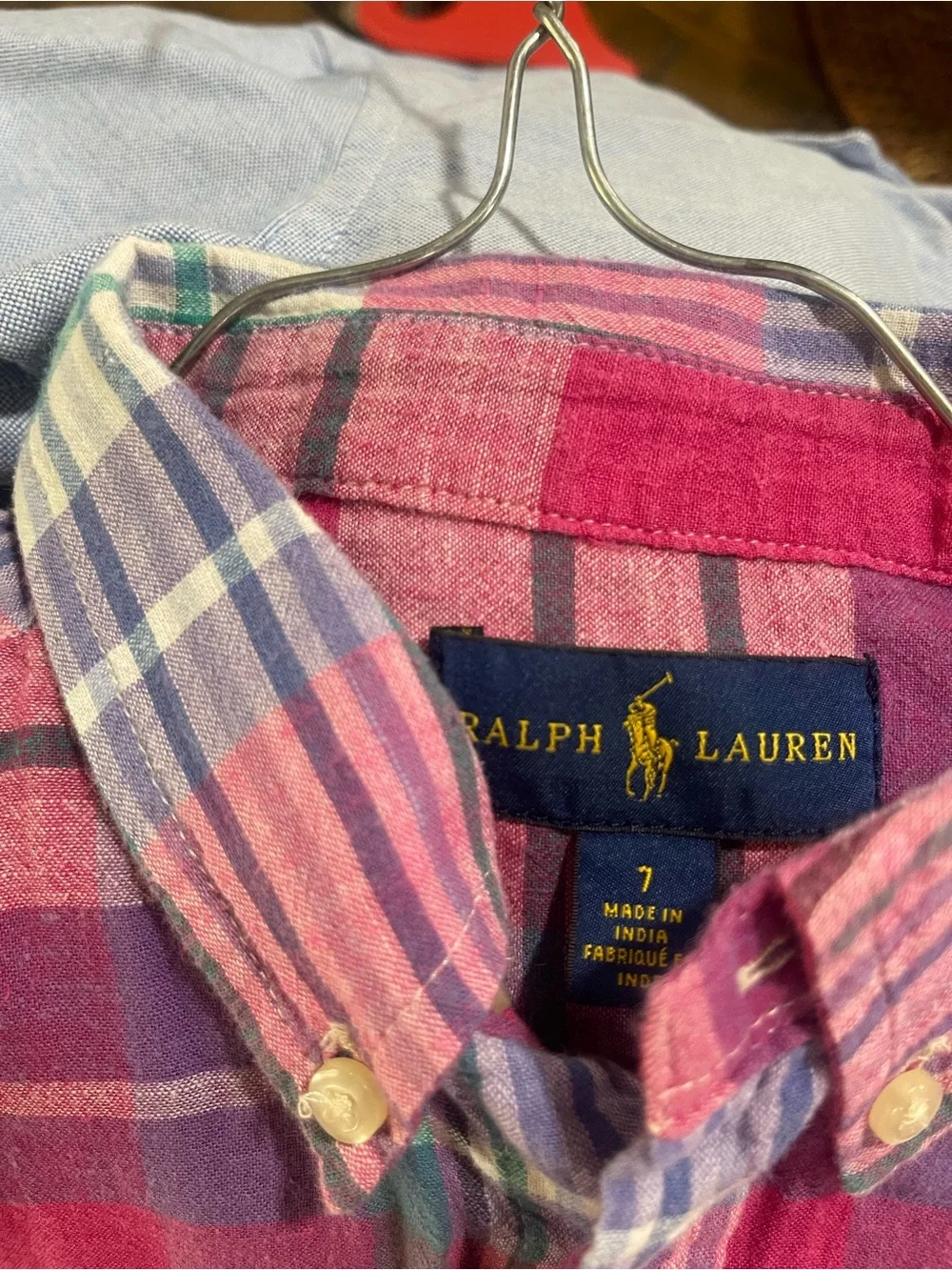 Ralph Lauren Kids Plaid Button-Down Shirt in Pink, Purple & Green